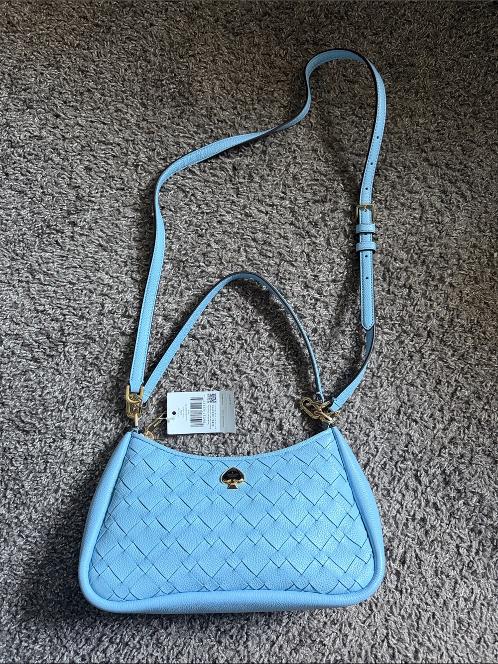 kate Spade small shoulder Blue Woven Leather Bag Gold Hardware KL026 Retail $399 - Picture 2 of 12